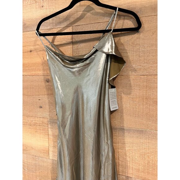 Du Paradis Metallic Asymmetric Hem Dress size M - Picture 6 of 9